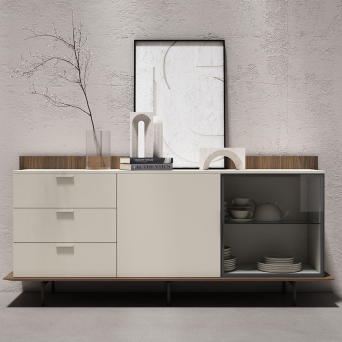Vista ampliada del Aparador Nordic 1 de BoCubi fabricado en chapa de madera natural y DM lacado 2