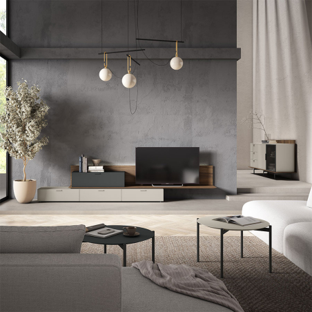Vista en ambiente del Mueble TV Nordic 1 de BoCubi, con cajones
