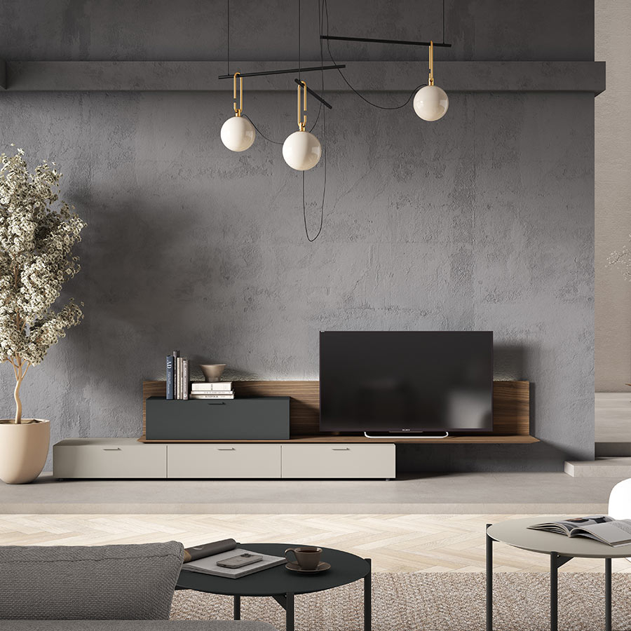 Mueble TV Nordic 1 de BoCubi, en chapa de madera natural y DM lacado