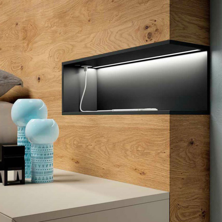 Detalle de la iluminación led del cabecero  del Dormitorio Creta 01 de BoCubi
