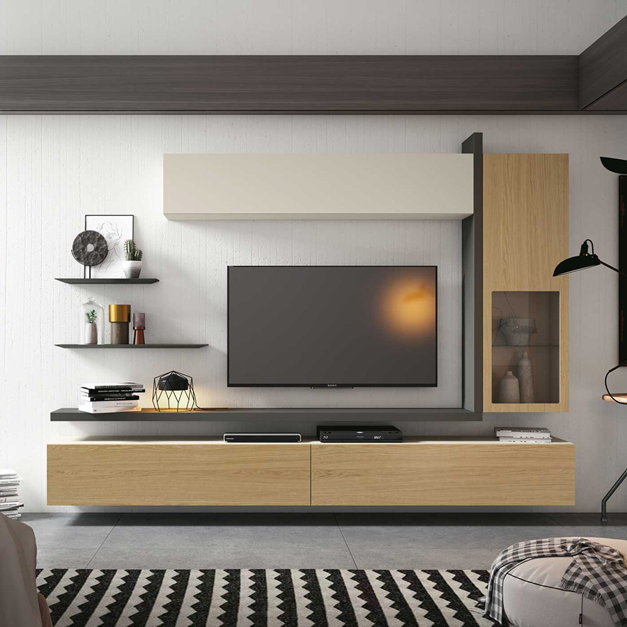 Salón ID18, de BoCubi, fabricado en chapa de madera natural y DM lacado