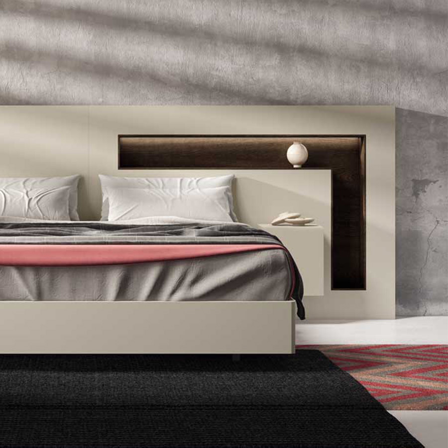 Vista en detalle del Dormitorio Corner de BoCubi, con tiras LED