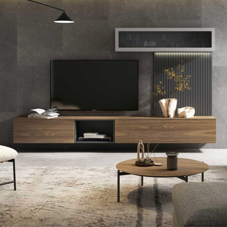 Salón ID02 de BoCubi, de estilo moderno y fabricado en chapa de madera natural y lacados