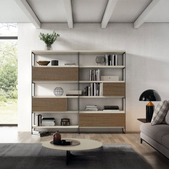 Librería ID26 de BoCubi, fabricada en chapa de madera natural y DM lacado 2