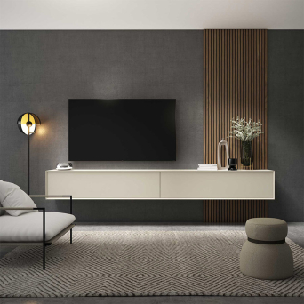 Salón ID08 fabricado en DM lacado y chapa de madera natural 2