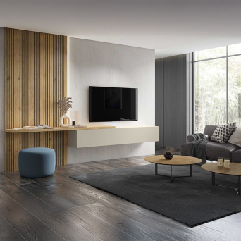 Salón ID15 de la colección Ilusion Day de Bocubi, en chapa de madera natural y lacados 2