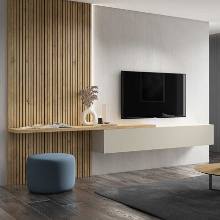 Salón ID15 de la colección Ilusion Day de Bocubi, en chapa de madera natural y lacados