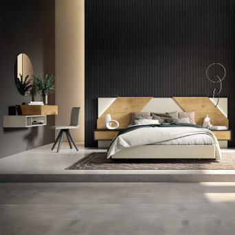 Dormitorio Ítaca de BoCubi, fabricado en DM lacado y chapa de roble natural 2