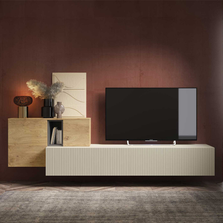 Salón ID13 de BoCubi, fabricado en chapa de madera natural y DM lacado