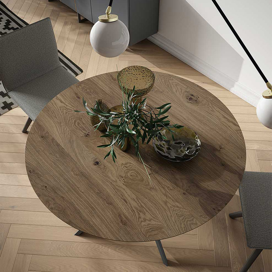 Detalle de la tapa de madera de la Mesa Siru de BoCubi