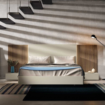 Dormitorio Moonset 02 de BoCubi, fabricado en DM ranurado y chapa de madera natural