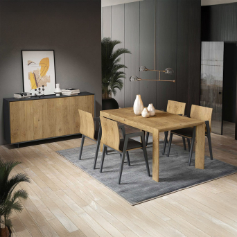Mesa extensible Dexter de BoCubi, fabricada en chapa de madera natural y lacados 2