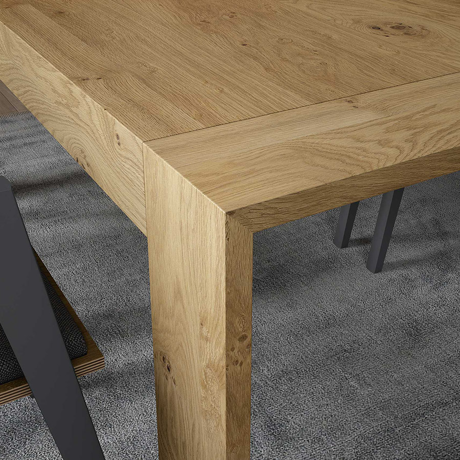 Detalle del acabado folding de la Mesa extensible Dexter de BoCubi