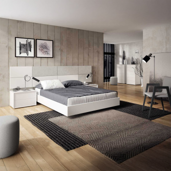 Dormitorio Classic 03 de BoCubi, con cabezal corrido fabricado en DM lacado y porcelánico 2