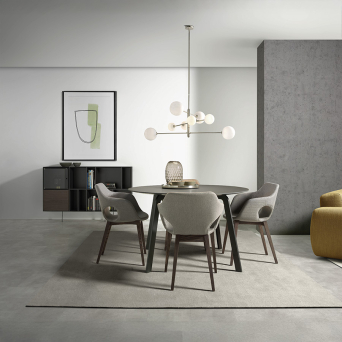 Mesa Kone redonda, de la marca Loyra con tapa madera. 2