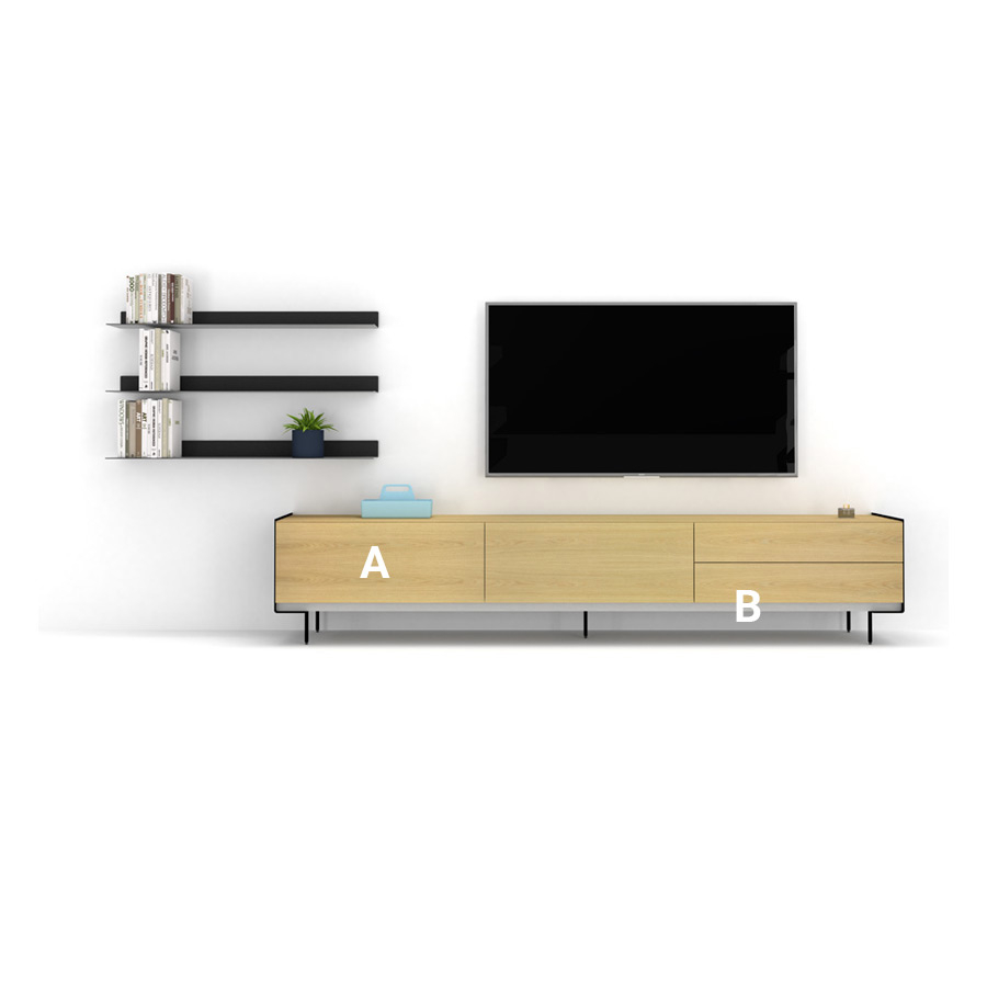 Mueble de TV Aliss de la firma nacional Loyra, elección de acabados.