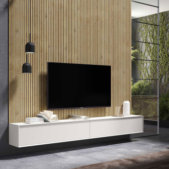 Salón ID01 de BoCubi, con dos módulos horizontales con puerta abatible