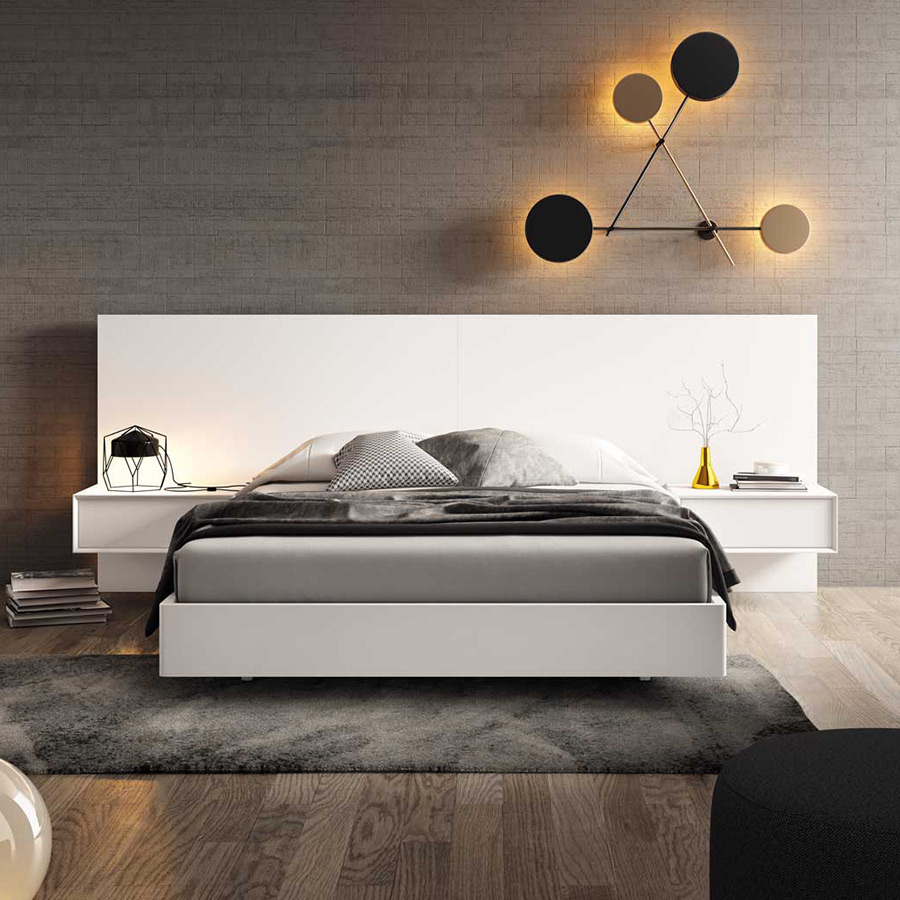 Dormitorio Light 02 de BoCubi, fabricado en DM lacado, con cabezal liso y bañera volada