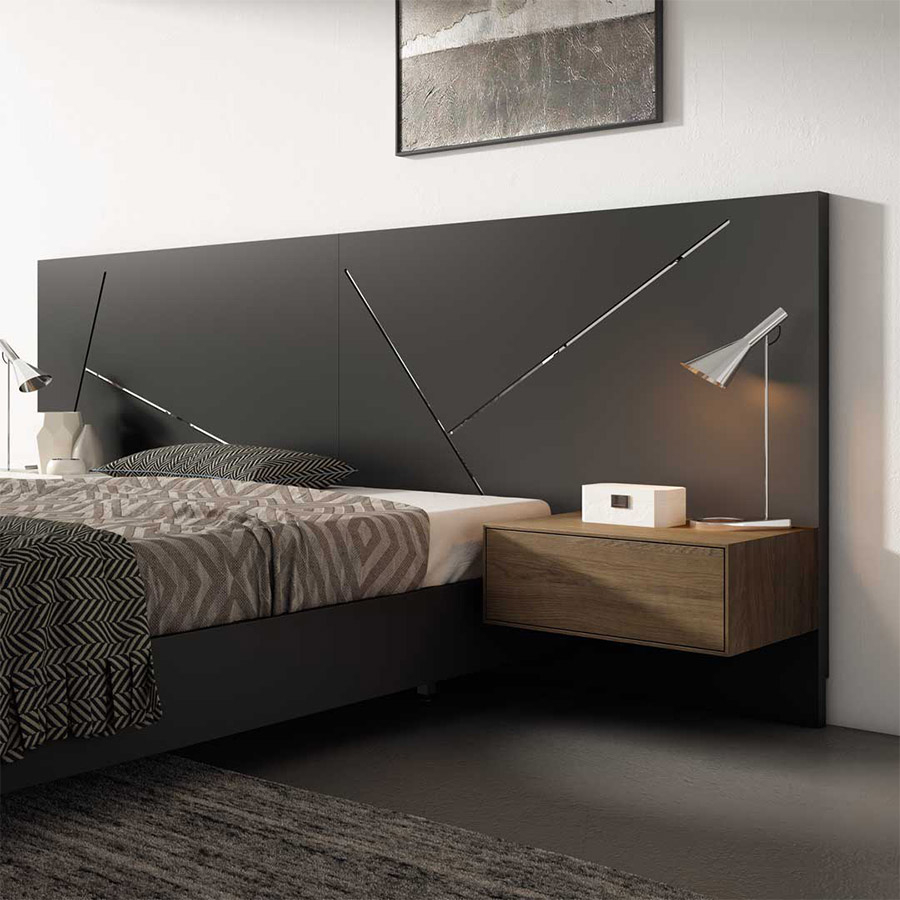 Vista en ambiente de dormitorio de la Mesita de noche Cube de BoCubi