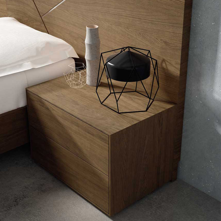 Mesita de noche Cube 2 de BoCubi, fabricada en chapa de madera natural