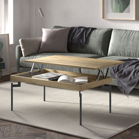 Mesa de centro elevable N-107 de Kazzano, con almacenamiento interior