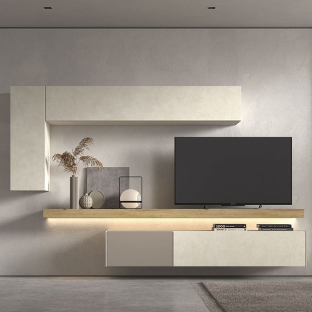 Salón moderno New Royal 18 fabricado en melamina, de Kazzano