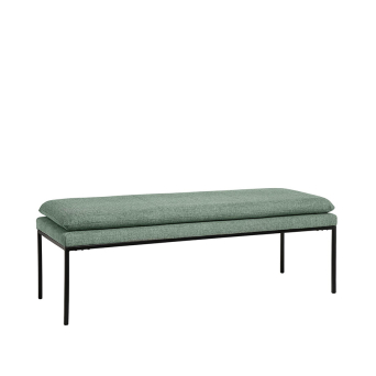 Banqueta Turin de Somcasa, tapizada en tela forest verde y patas de metal lacado en negro
