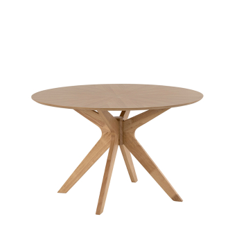 Mesa de comedor redonda fija Carmel, de Somcasa, acabado roble