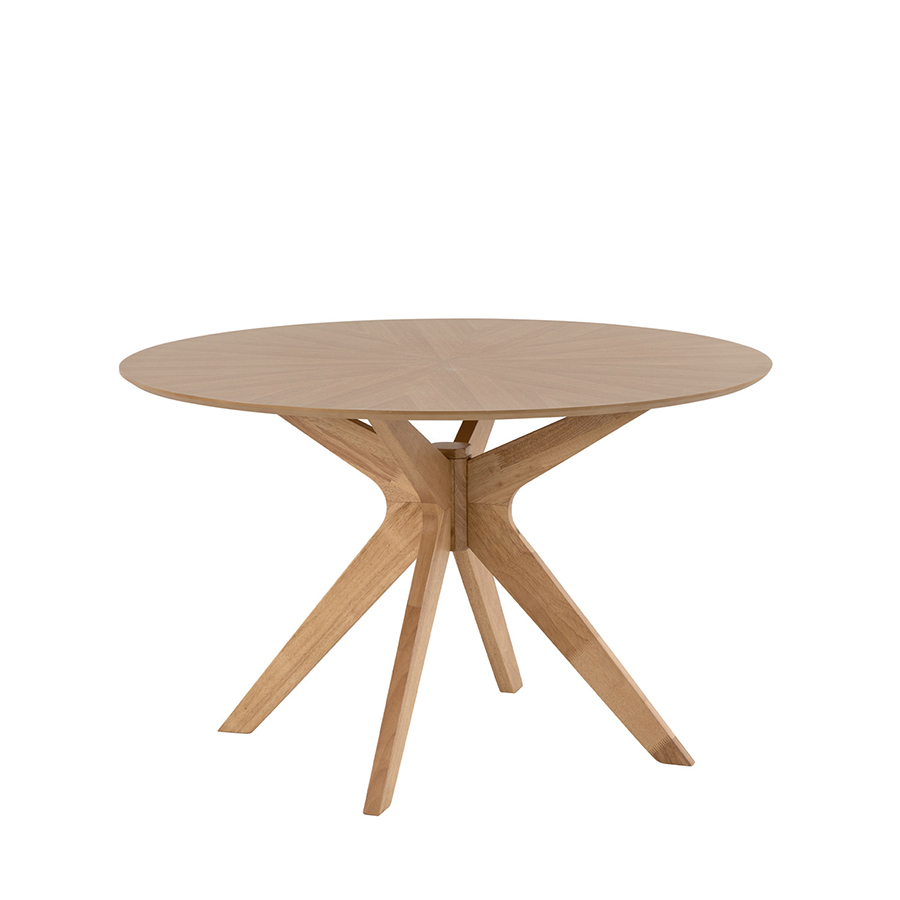 Mesa de comedor redonda fija Carmel, de Somcasa, acabado roble