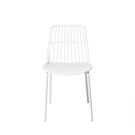 Silla Nerina de Somcasa en acabado blanco y vista frontal.