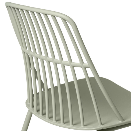 Silla Nerina de Somcasa en acabado menta y vista en detalle del respaldo.