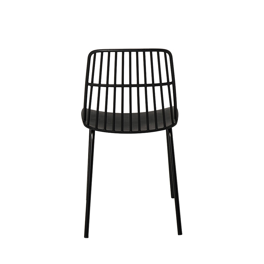 Silla Nerina de Somcasa en acabado negro y vista trasera.