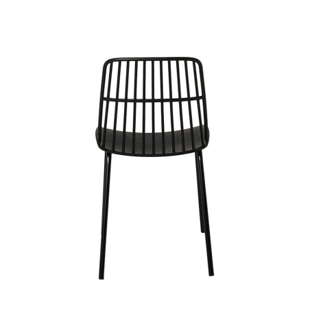 Silla Nerina de Somcasa en acabado negro y vista trasera.
