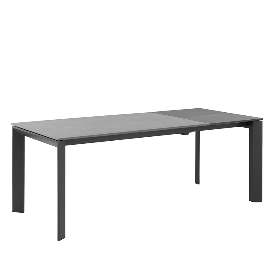 Mesa ext. Lisa de Somcasa, en versión extensible, con estructura de metal en negro y tapa Atenea