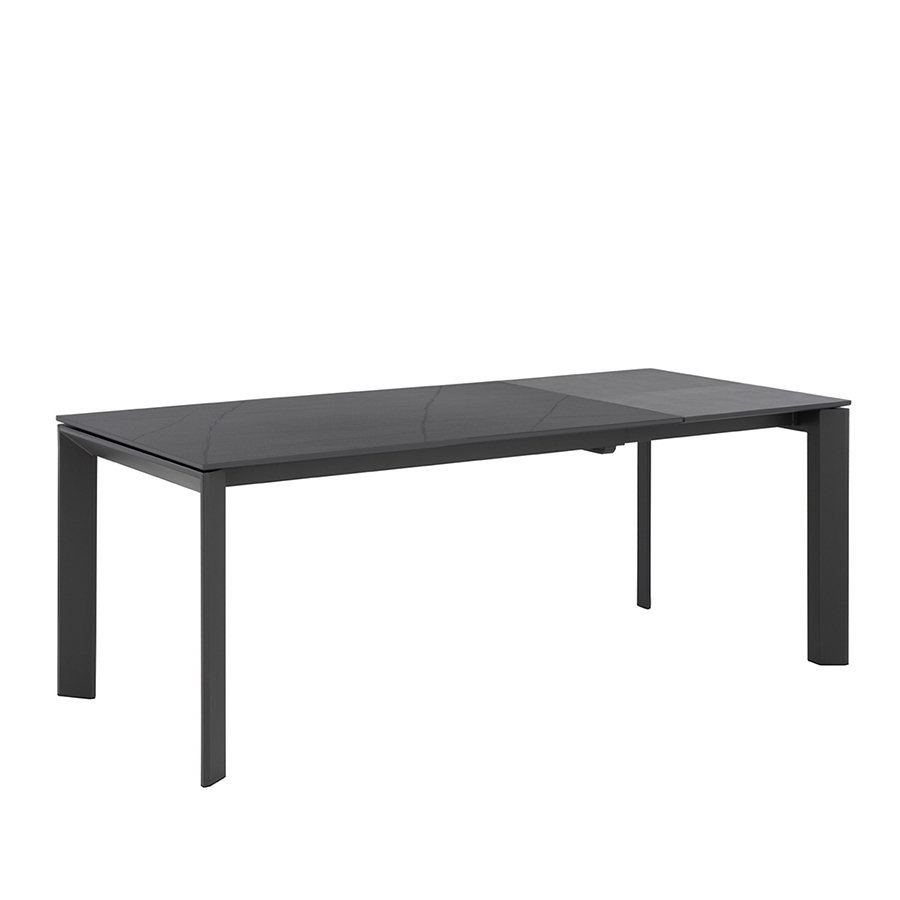 Mesa ext. Lisa de Somcasa, en versión extensible, con estructura de metal en negro y tapa Sahara