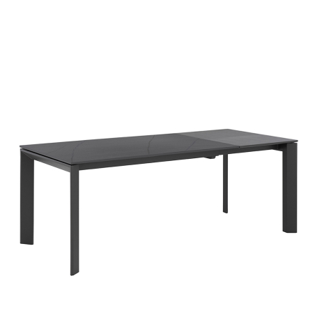 Mesa ext. Lisa de Somcasa, en versión extensible, con estructura de metal en negro y tapa Sahara