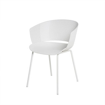 Silla Noelle de Somcasa en acabado blanco y vista escorzada.