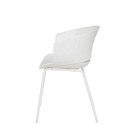 Silla Noelle de Somcasa en acabado blanco y vista lateral.