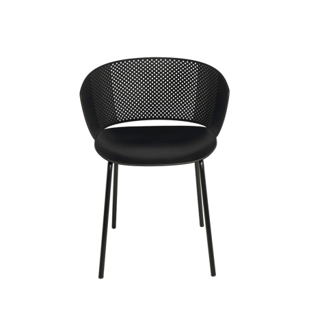 Silla Noelle de Somcasa en acabado negra y vista frontal.