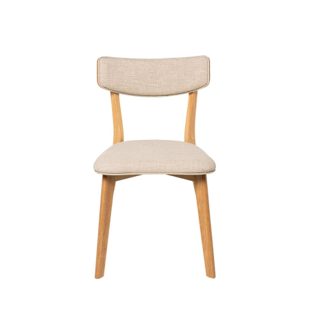 Silla Anais de Somcasa en acabado roble beige y vista frontal.