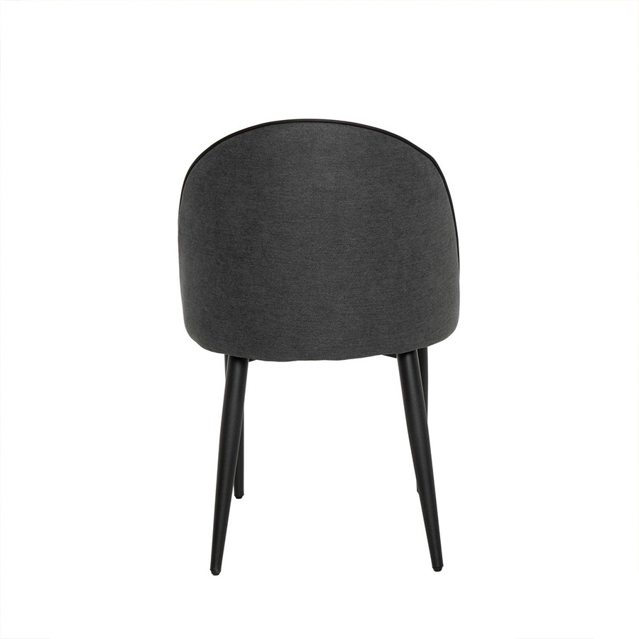 Silla Sloane de Somcasa en acabado gris oscuro y vista trasera.