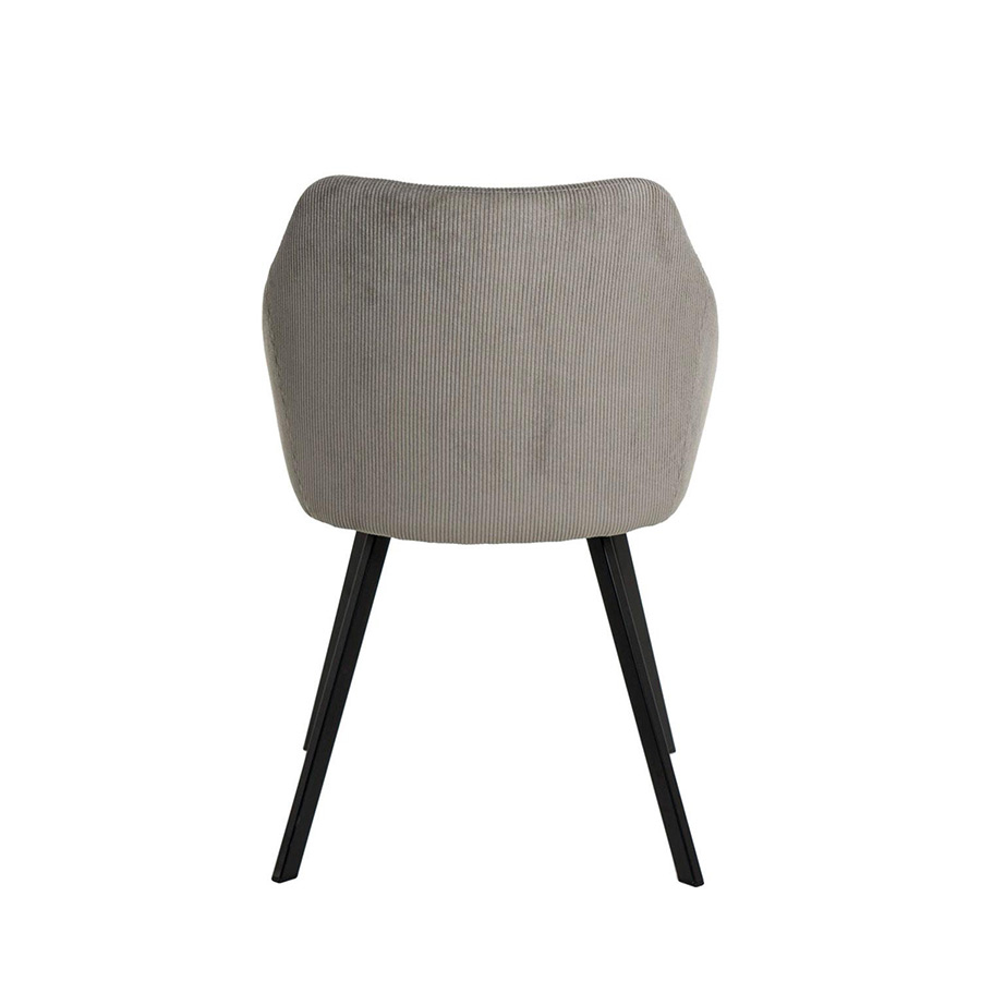 Silla Macie de Somcasa en acabado gris claro y vista trasera.