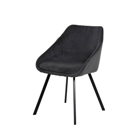 Silla Macie de Somcasa en acabado gris oscuro y vista escorzada.