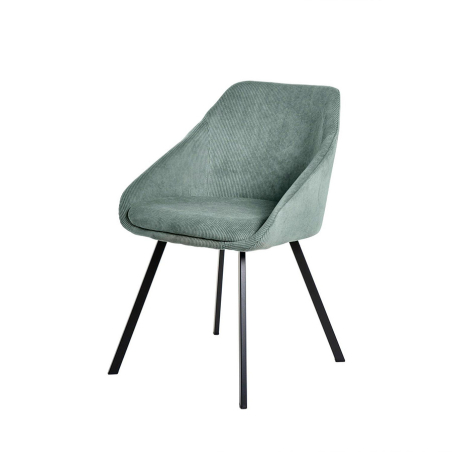 Silla Macie de Somcasa en acabado menta y vista escorzada.