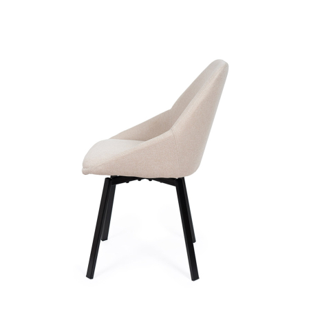 Silla Amelie de Somcasa en acabado beige y vista lateral.