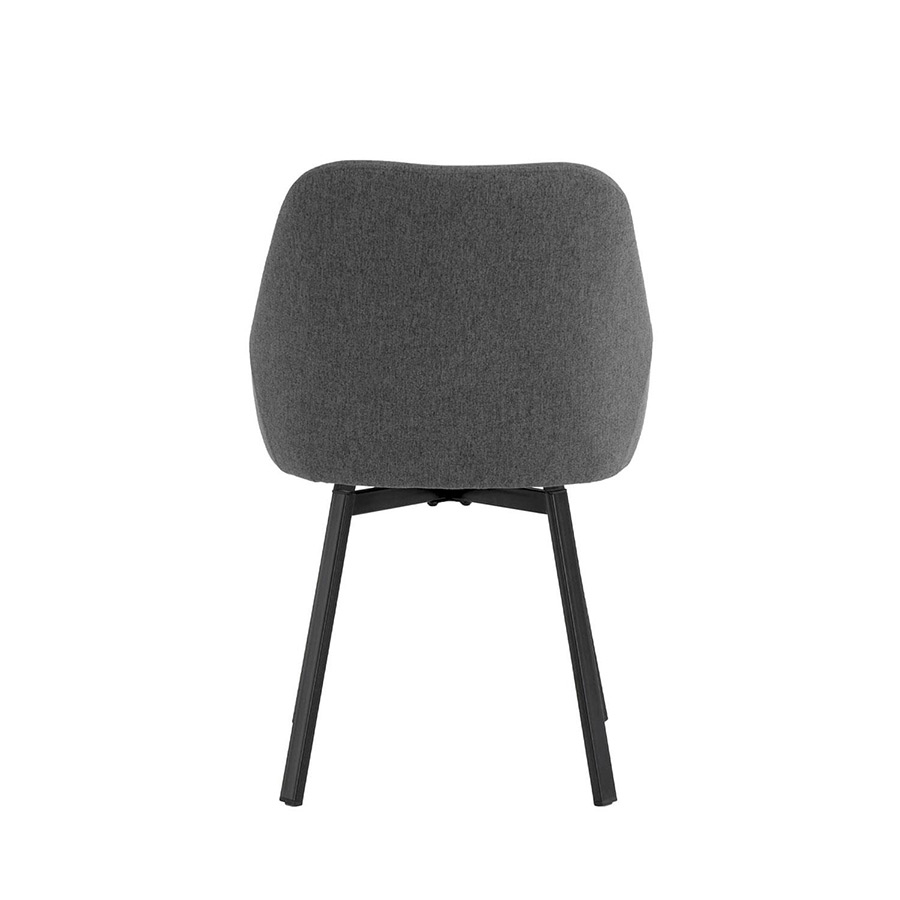 Silla Amelie de Somcasa en acabado gris oscuro y vista trasera.