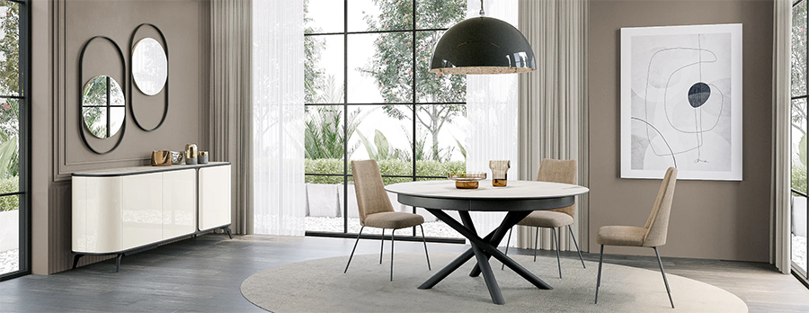 Ambiente de salón comedor con aparador Tepui de Evanyrouse