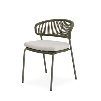 Silla Palmira de Somcasa para jardín en acabado gris y vista escorzada. 2