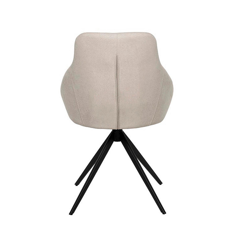 Silla Celia giratoria de Somcasa en acabado beige y vista trasera.