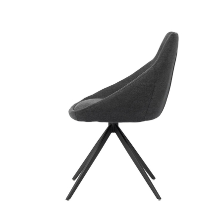 Silla Celia giratoria de Somcasa en acabado gris oscuro y vista lateral.